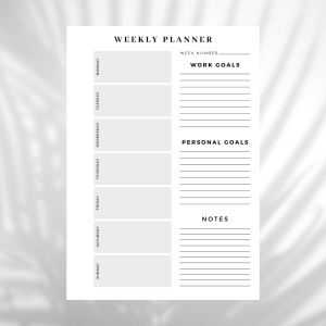 Our weekly planner insert