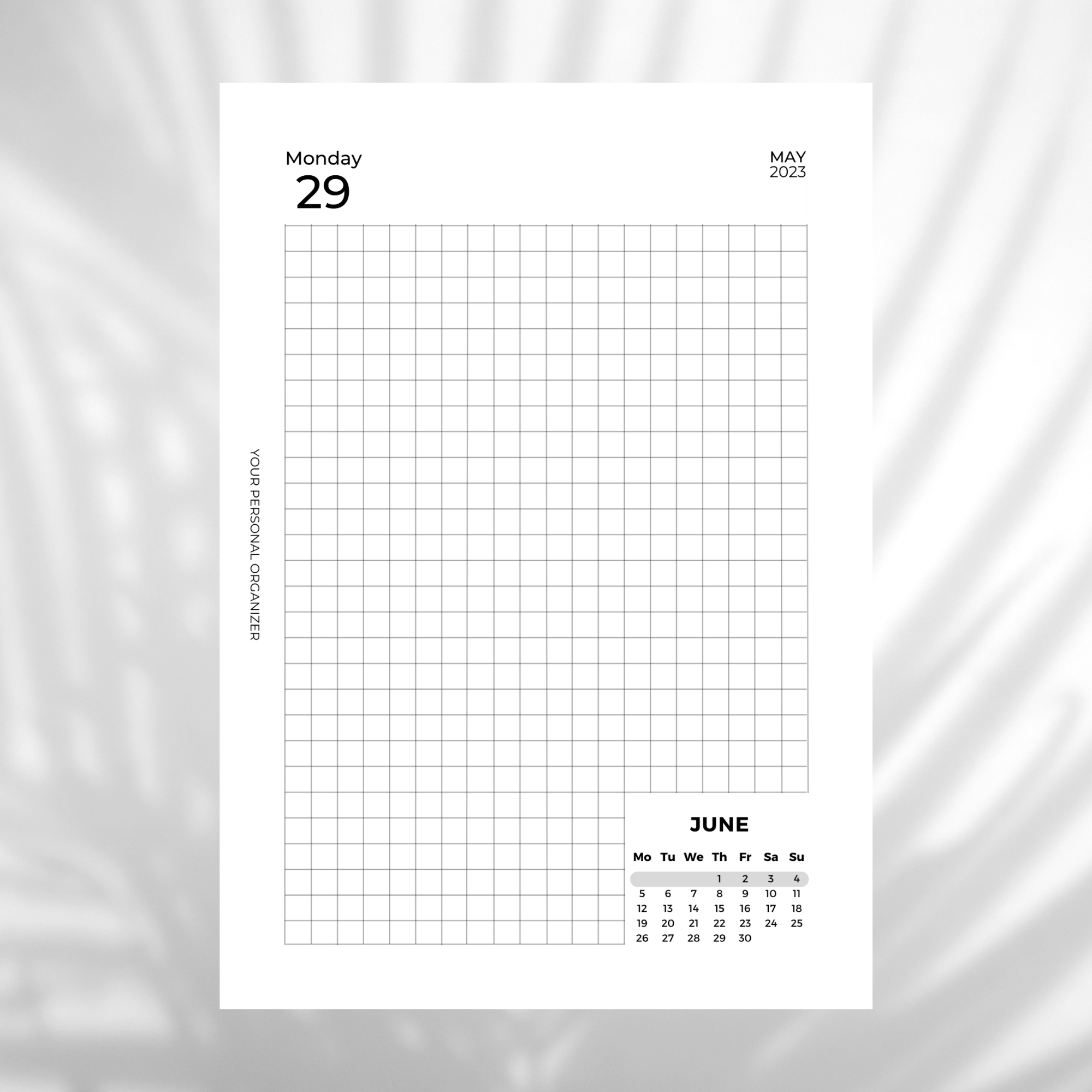 Daily grid june may your personal organizer
